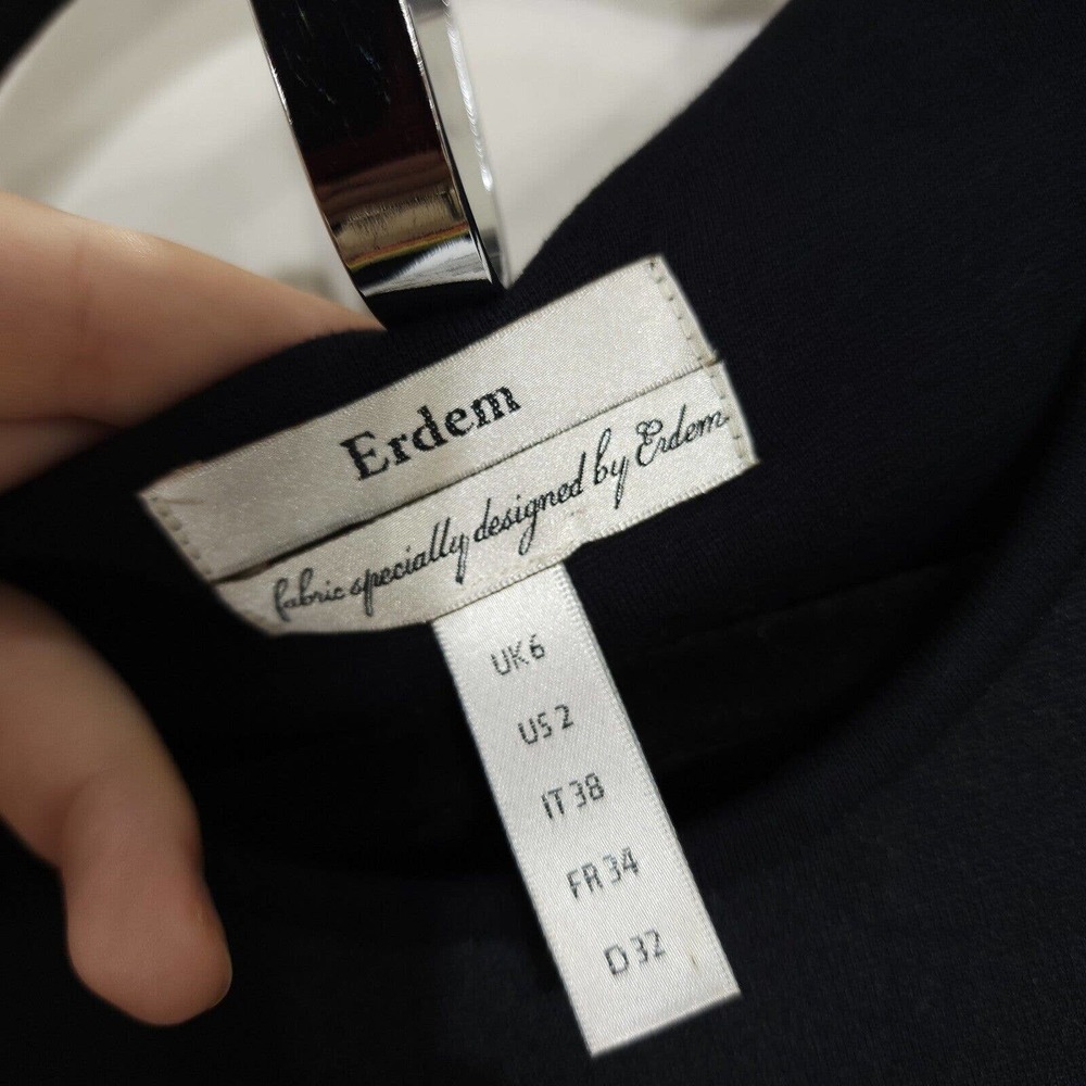Erdem Womens Dress Allegra Red Black Floral 3/4 Sleeve Knee Length Bodycon 2 XS - Picture 5 of 10
